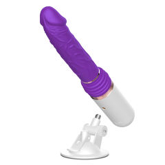 8-Speed Rechargeable Purple Silicone Thrusting Sex Machine with Strong Suction Cup