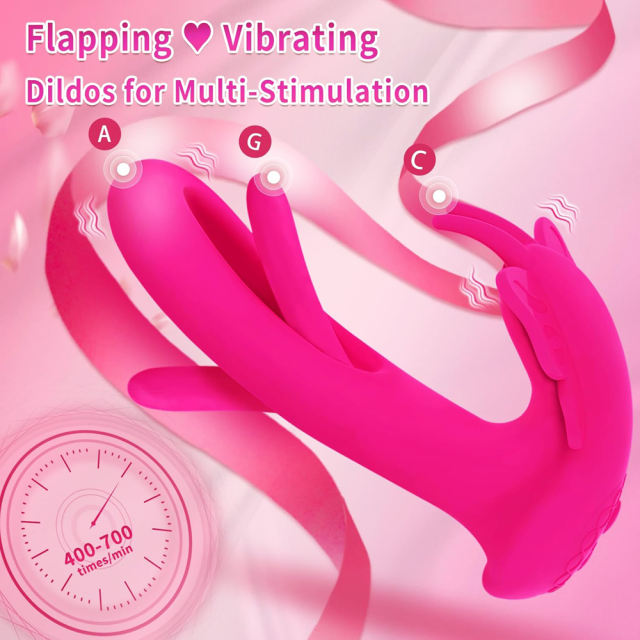 9-Speed Magenta Silicone Remote Control Rechargeable Vibrator with Flapping Function