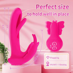 9-Speed Magenta Silicone Remote Control Rechargeable Vibrator with Flapping Function