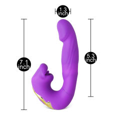 7-Speed Purple Rechargeable Vibrating & Tongue-Licking Massager with Thrusting Function