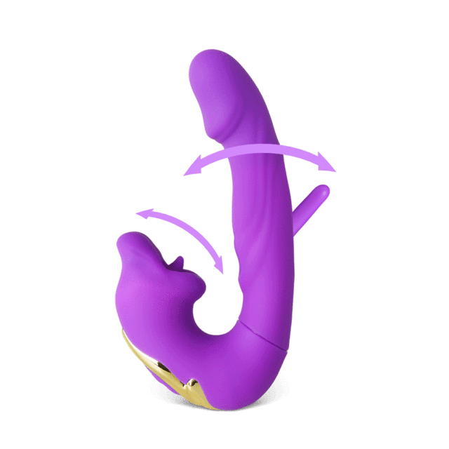Customizable 7-Speed Purple Rechargeable Vibrating & Tongue-Licking Massager with Flapping Function