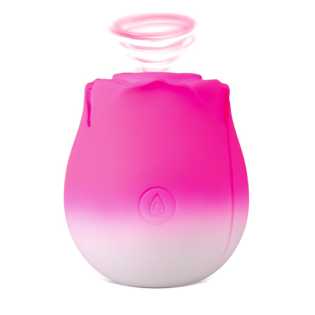 10-Function Magenta & White Silicone Rechargeable Clitoral Sucking Rose Sex Toy