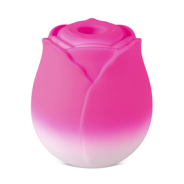 10-Function Magenta & White Silicone Rechargeable Clitoral Sucking Rose Sex Toy