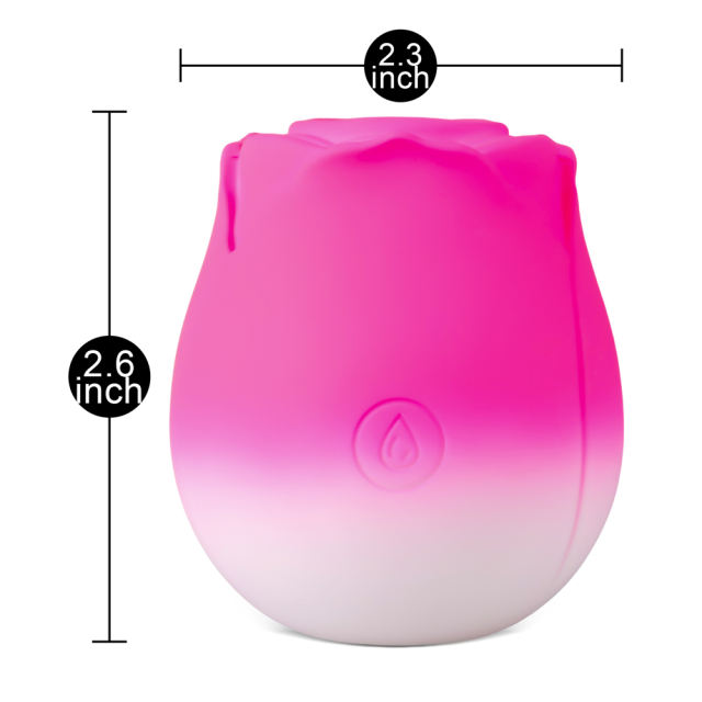 Customizable 10-Function Magenta & White Silicone Rechargeable Clitoral Sucking Rose Sex Toy