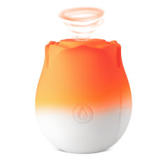 10-Function Orange & White Silicone Rechargeable Clitoral Sucking Rose Sex Toy