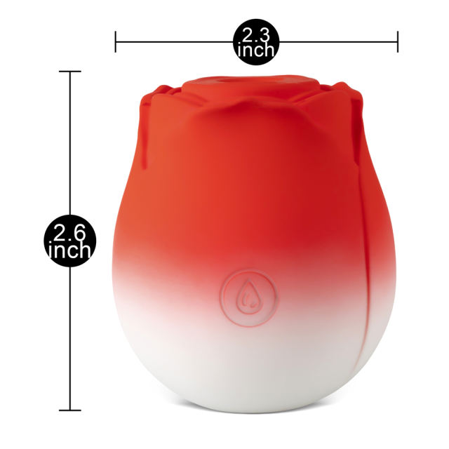 10-Function Red & White Silicone Rechargeable Clitoral Sucking Rose Sex Toy