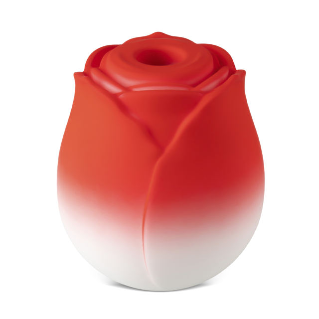 10-Function Red & White Silicone Rechargeable Clitoral Sucking Rose Sex Toy