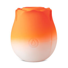 10-Function Orange & White Silicone Rechargeable Clitoral Sucking Rose Sex Toy