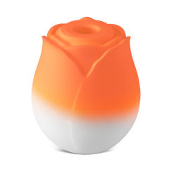 10-Function Orange & White Silicone Rechargeable Clitoral Sucking Rose Sex Toy