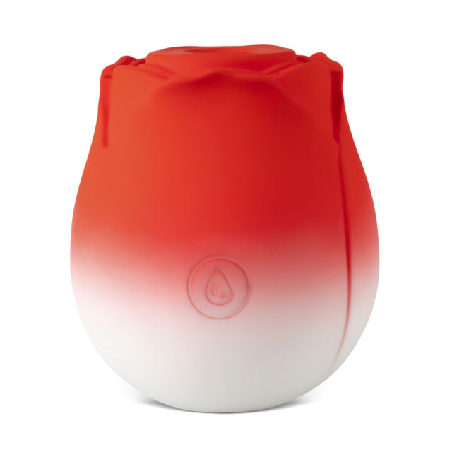 10-Function Red & White Silicone Rechargeable Clitoral Sucking Rose Sex Toy