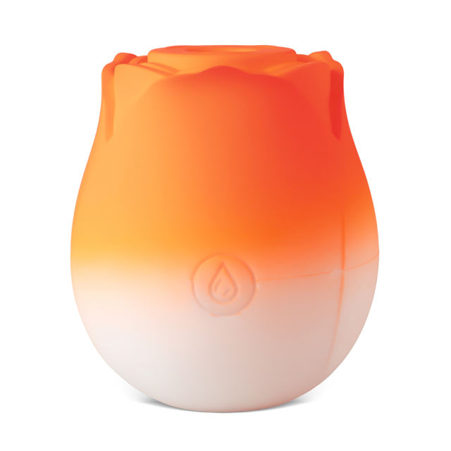 10-Function Orange & White Silicone Rechargeable Clitoral Sucking Rose Sex Toy
