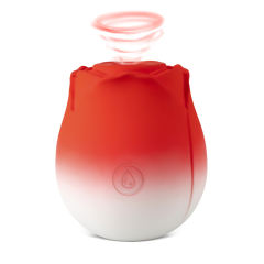10-Function Red & White Silicone Rechargeable Clitoral Sucking Rose Sex Toy