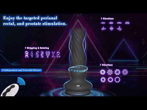 7-Speed Black Silicone Rechargeable Wriggling Vibrator with Remote Control