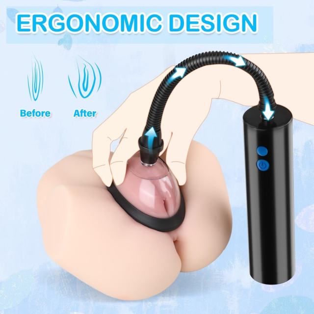 3-Speed Black Rechargeable Suction Pump with 5 Different Size Cups and Plug-In Charging