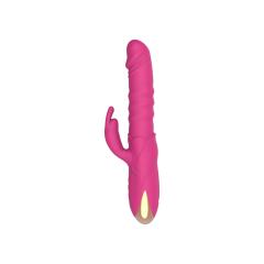 10-Speed Magenta Rechargeable Silicone Rabbit Vibrator with Thrusting Function