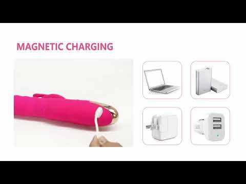 10-Speed Magenta Rechargeable Silicone Rabbit Vibrator with Thrusting Function