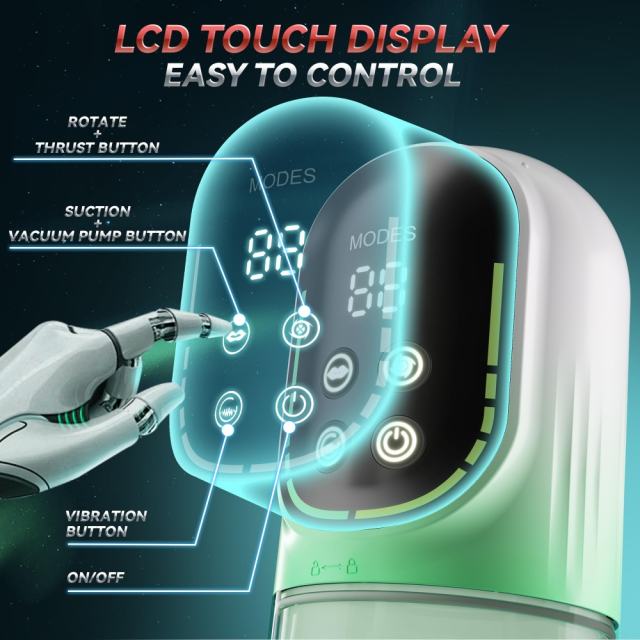 7-Speed Green Rechargeable Masturbator with Vibrating, Thrusting, Rotating, Sucking & Tongue-Licking Functions