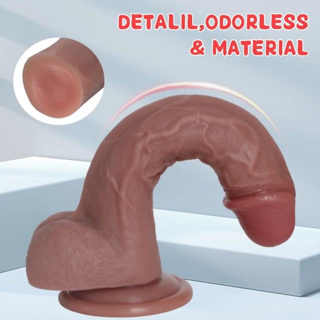 8.08" Deep Flesh Silicone Dildo with Strong Suction Cup