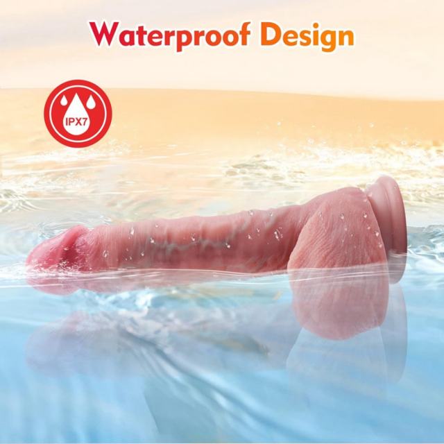 9-Speed Flesh Remote-Controlled Rechargeable Silicone Vibrator with Thrusting, Rotating, and Heating Functions