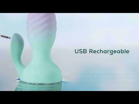 Pink & Blue 10-Speed Rechargeable Silicone Vibrating Anal Plug with Remote Control