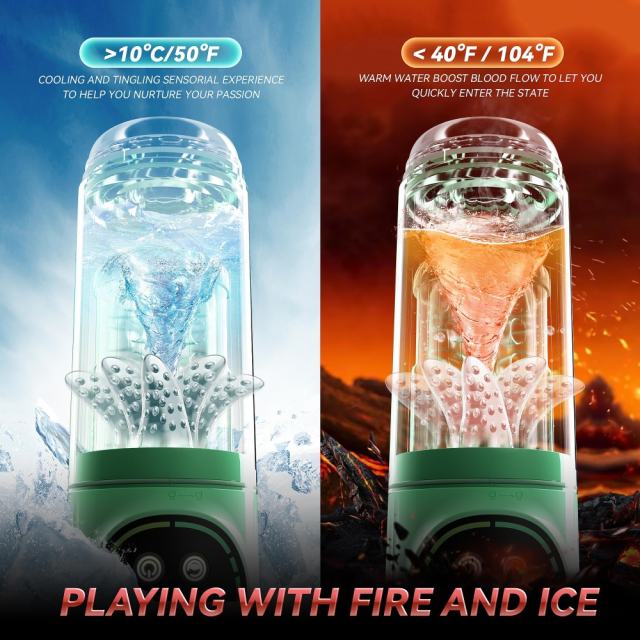 7-Speed Green Rechargeable Masturbator with Vibrating, Thrusting, Rotating, Sucking & Tongue-Licking Functions