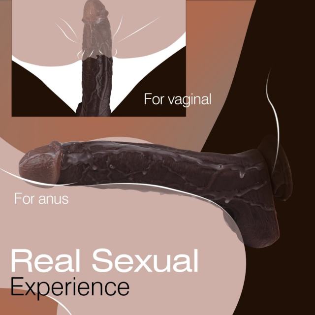 10.84" Deep Brown Silicone Dildo with Strong Suction Cup