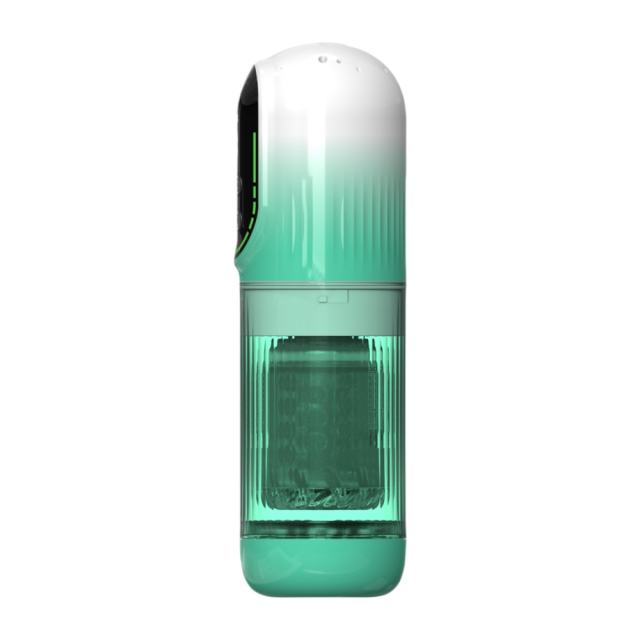 7-Speed Green Rechargeable Masturbator with Vibrating, Thrusting, Rotating, Sucking & Tongue-Licking Functions