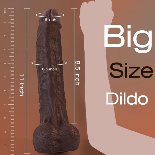 10.84" Deep Brown Silicone Dildo with Strong Suction Cup