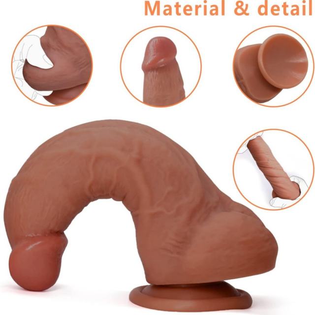 7.88" Deep Flesh Silicone Dildo with Strong Suction Cup