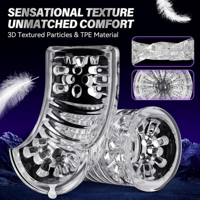 7-Speed Black Rechargeable Masturbator with Vibrating, Thrusting & Rotating Functions