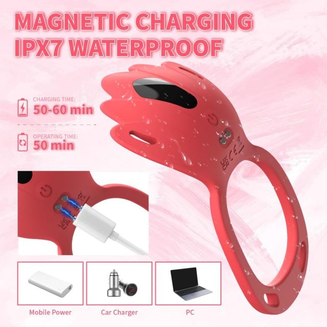 9-Mode APP-Controlled Red Silicone Rechargeable Wearable Panty Vibrator
