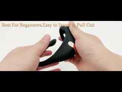 9-Speed Black Rechargeable Remote Control Silicone Vibrating Cock Rings with Mini Bullet
