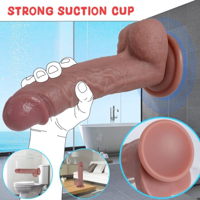8.08" Deep Flesh Silicone Dildo with Strong Suction Cup
