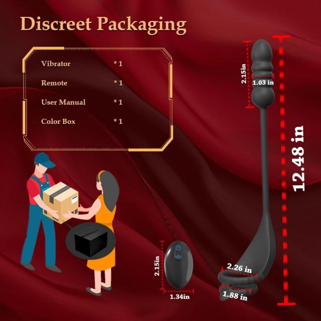 9-Speed Black Thrusting & Vibrating Rechargeable Silicone Prostate Massage with Dual Cock Rings and Remote Control