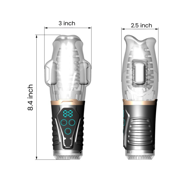 9-Mode Rechargeable Automatic Sucking & Vibrating Male Masturbator with LED Display