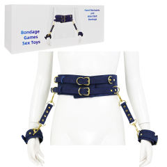 Customizable Blue Bondage Restraints and Waist Belt with Handcuffs