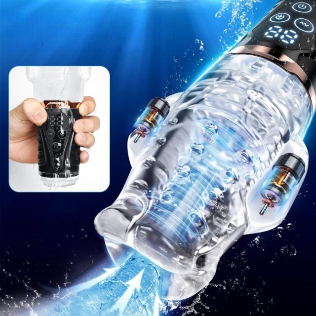 9-Mode Rechargeable Automatic Sucking & Vibrating Male Masturbator with LED Display