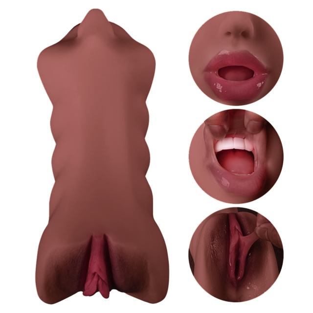 0.63KG Brown TPE Realistic Masturbator with Nose and Mouth