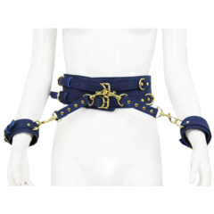 Blue Bondage Restraints and Waist Belt with Handcuffs