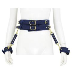 Blue Bondage Restraints and Waist Belt with Handcuffs