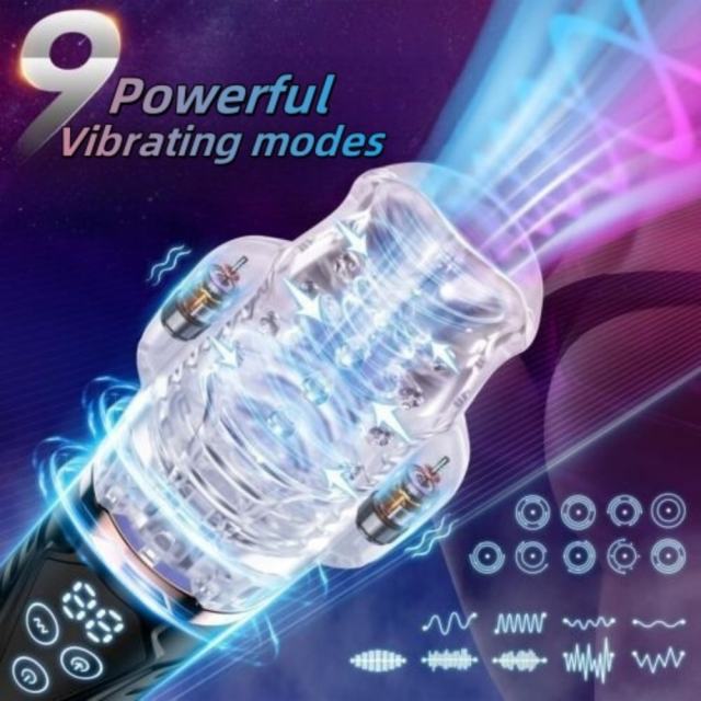 9-Mode Rechargeable Automatic Sucking & Vibrating Male Masturbator with LED Display