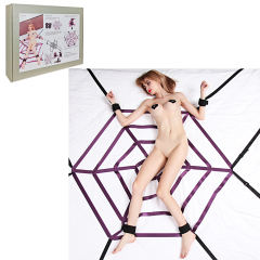 Purple Spider Web Bed Strap Set – Purple & Black Bondage Kit with Handcuffs & Ankle Cuffs