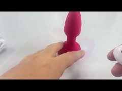 Red Rechargeable 360° Rotating Silicone Vibrating Anal Plug with Remote Control, Light-Up & Rose-Shaped Base