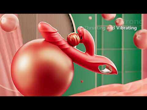 4-in-1 Red Rechargeable Silicone G-Spot Vibrator – 10-Speed Thrusting, Vibrating & Tongue-Clitoral Stimulator