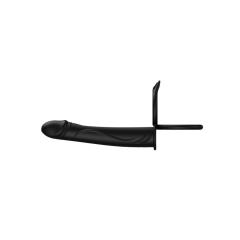7.29'' Black Rechargeable Vibrating Dildo with Cock Rings