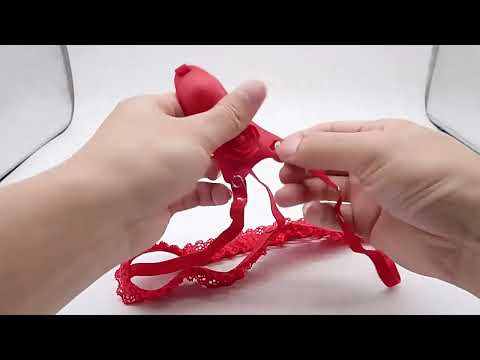 10-Speed Red Rose Shape Waterproof Rechargeable Remote Control Silicone Wearable Panty Vibrator