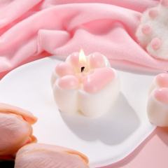 Skin-Safe Pink & White Cat Paw-Shaped Soy Wax Scented Candle
