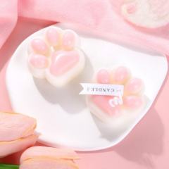 Skin-Safe Pink & White Cat Paw-Shaped Soy Wax Scented Candle