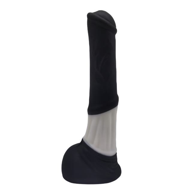 11.8" Rechargeable Black & White Huge Monster Silicone 7-Speed Thrusting & Vibrating Dildo with Remote Control