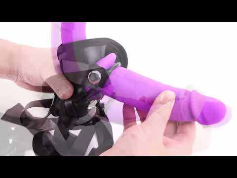 Customizable Purple Silicone Strap-On Double Ended Dildo with Adjustable Harness